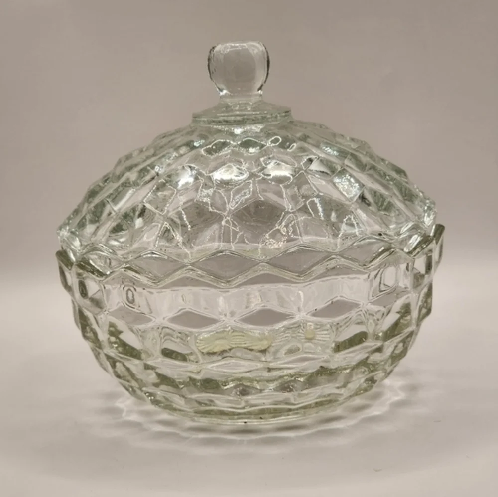 Vintage Clear Indiana Glass American Whitehall Covered Candy Dish With Lid